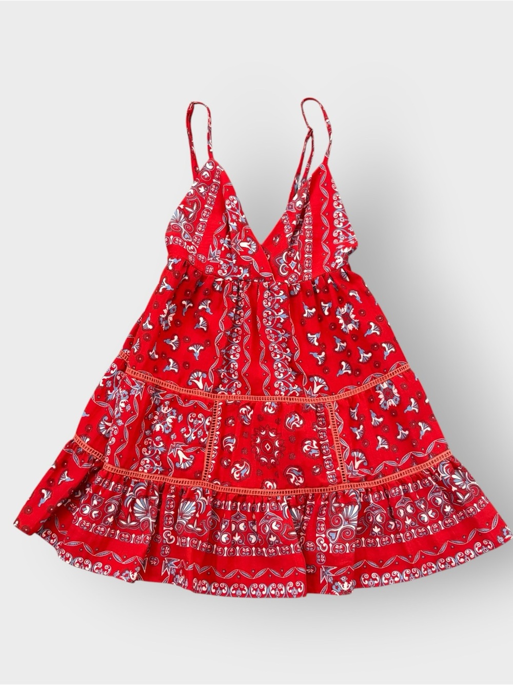 Selfie Leslie Red Bandanna Cami Mini Dress - 100% Rayon